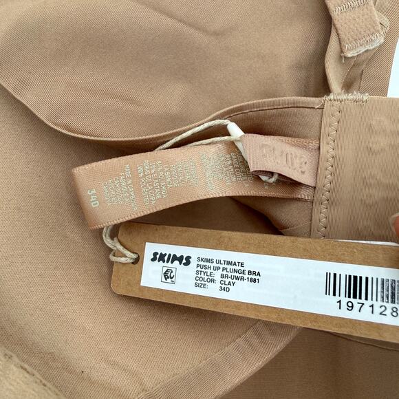 Skims Ultimate Push-Up Plunge Clay Bra New With Tags Size 34D - Picture 5 of 5
